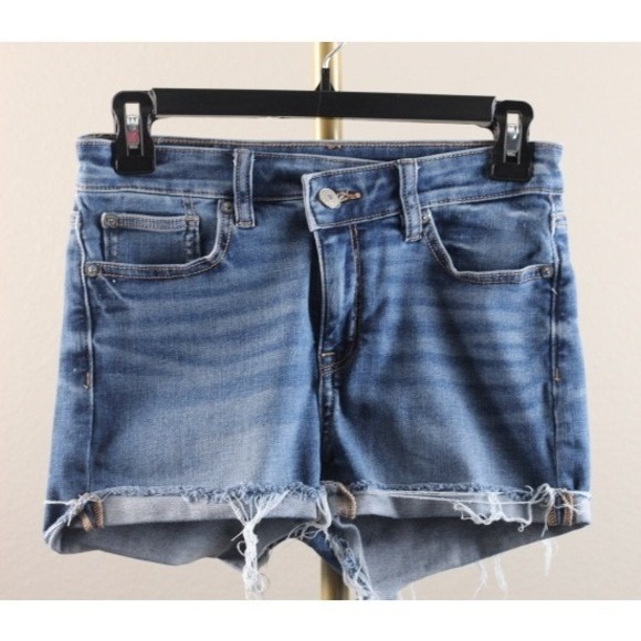 American Eagle Outfitters Pants - American Eagle Next Level Stretch High-Rise Shortie Denim Shorts Blue Size 0